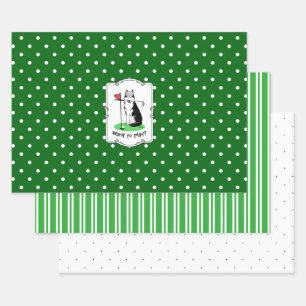 Golf Siberian Husky (black) Dog Playing Cute Funny Wrapping Paper Sheet