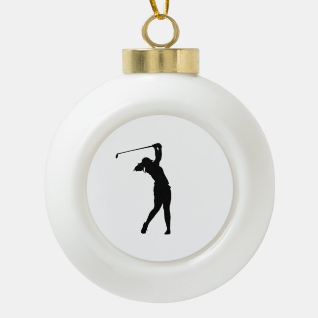 Golf Silhouette Ceramic Ball Christmas Ornament Gi (Front)