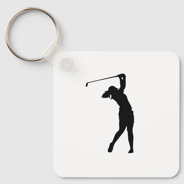 Golf Silhouette Keychain Funny Everyday Accessory (Front)