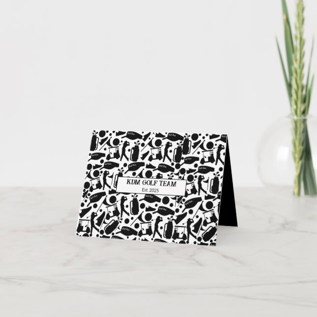 Golf Silhouette Pattern Classic Black & White  Card (Front)