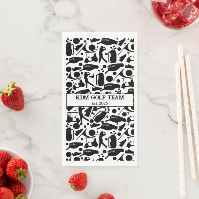 Golf Silhouette Pattern Classic Black & White  Napkin (Insitu)