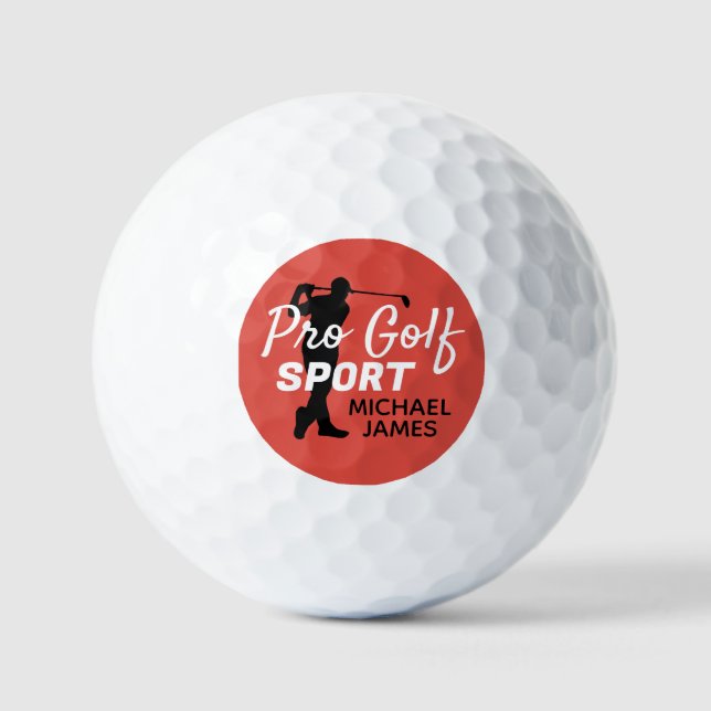 Golf Silhouette, Pro Golf Sport, Personalized Golf Balls (Front)