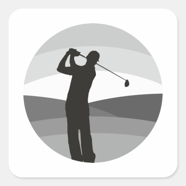 Golf Silhouette Square Sticker (Front)
