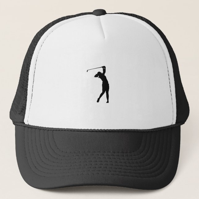 Golf Silhouette Trucker Hat Funny Gift for Golf Lo (Front)