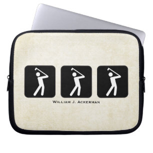 Golf Silhouetter Custom Personalised Golfer Laptop Sleeve