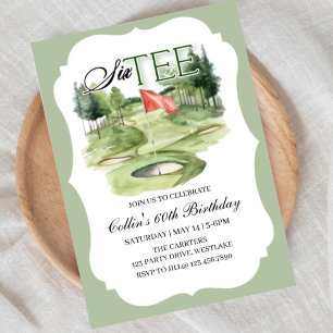 Golf SIX-TEE Birthday, 60, Golf Birthday,   Invitation