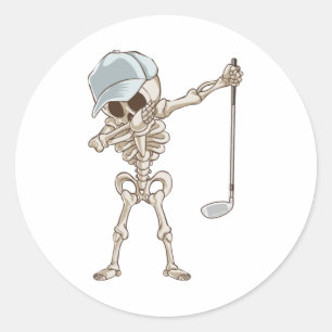 Golf Skeleton Classic Round Sticker
