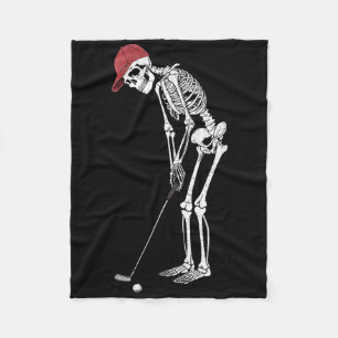 Golf Skeleton Halloween Player Catcher Mens Boys K Fleece Blanket
