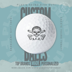 Golf Skull & Crossbones Custom Name Monogrammed  Balls