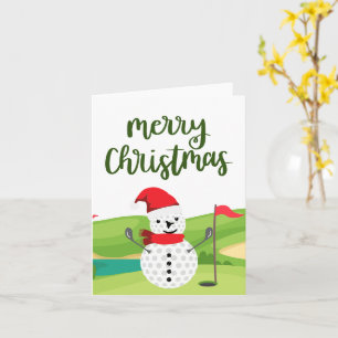 Golf Snowman for Golfer Merry Christmas   Card