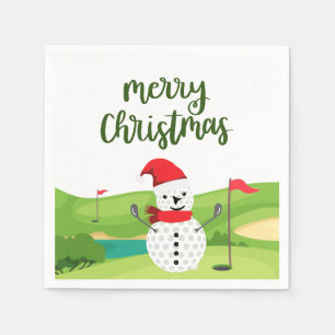 Golf Snowman for Golfer Merry Christmas Napkin