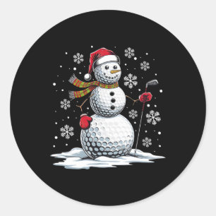 Golf Snowman Golf Player Santa Hat Christmas Funny Classic Round Sticker