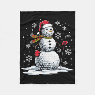 Golf Snowman Golf Player Santa Hat Christmas Funny Fleece Blanket