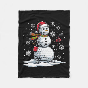 Golf Snowman Golf Player Santa Hat Christmas Funny Fleece Blanket