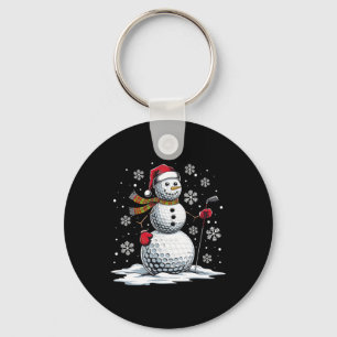 Golf Snowman Golf Player Santa Hat Christmas Funny Key Ring