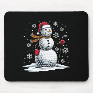 Golf Snowman Golf Player Santa Hat Christmas Funny Mouse Pad
