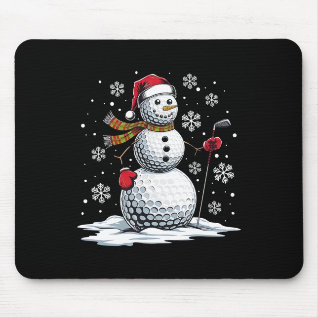 Golf Snowman Golf Player Santa Hat Christmas Funny Mouse Pad (Front)