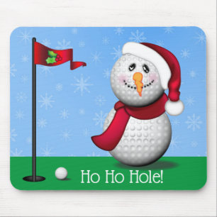 Golf Snowman Ho Ho Hole! Mouse Pad