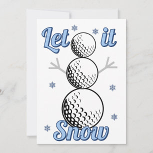 Golf Snowman Let It Snow Flat Holiday Card