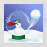 Golf Snowman Snow Globe Invitations<br><div class="desc">Invitations with a snowman Teeing off in a snow globe. The snowball has cracked through the globe and is flying through the snowflakes sky.</div>