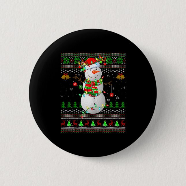 Golf Snowman Ugly Christmas Sweaters Golfing Golfe 6 Cm Round Badge (Front)