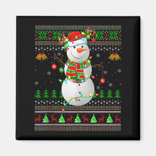 Golf Snowman Ugly Christmas Sweaters Golfing Golfe Magnet