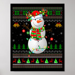 Golf Snowman Ugly Christmas Sweaters Golfing Golfe Poster