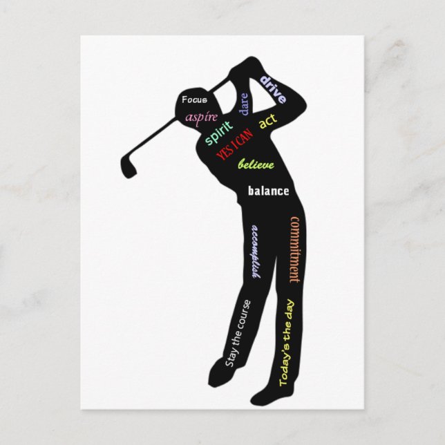 Golf, Sport, Motivational Words Postcard (Front)
