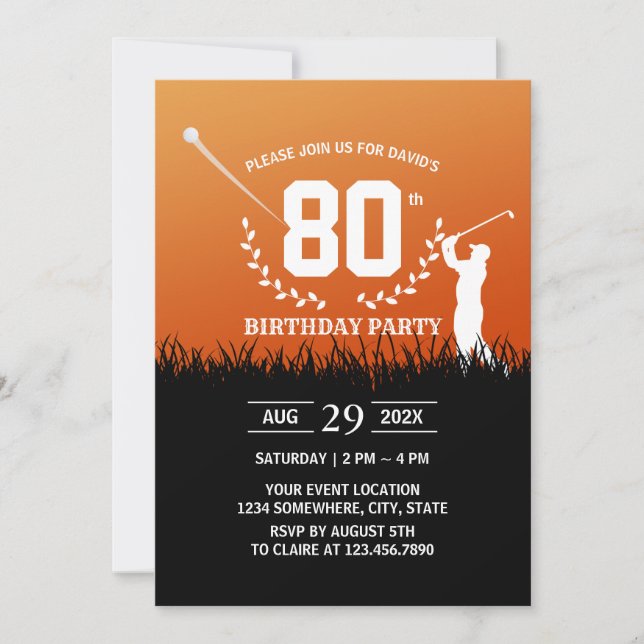 Golf Sports 80th Birthday Party Invitation (Front)
