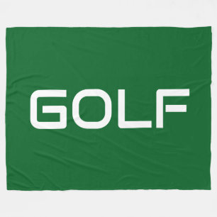 GOLF Sporty Modern White Text On Deep Green Fleece Blanket