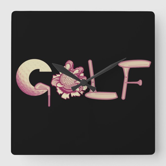 Golf Square Wall Clock (Front)