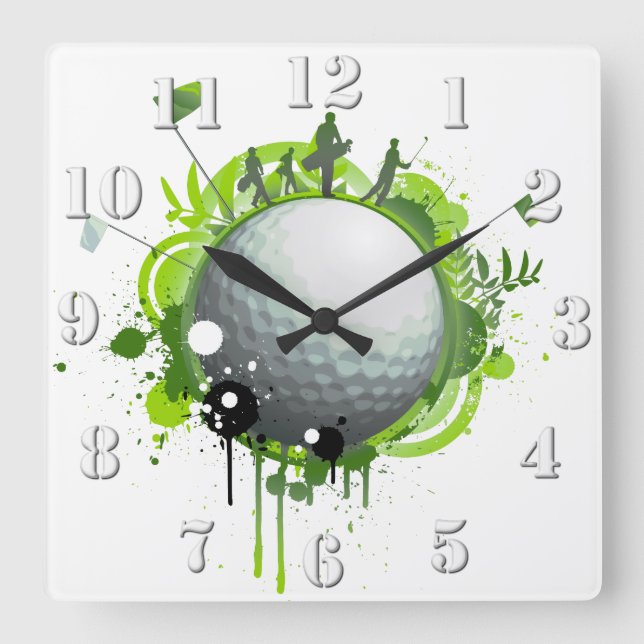 Golf Square Wall Clock (Front)