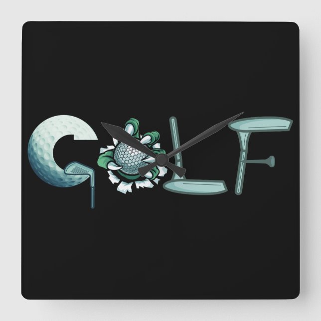 Golf Square Wall Clock (Front)
