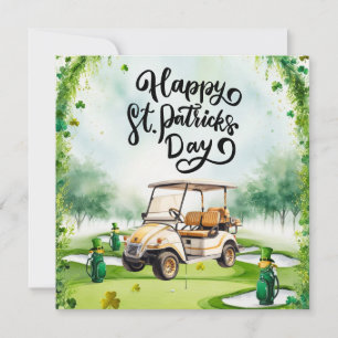 Golf St. Patrick’s Day Watercolor  Holiday Card