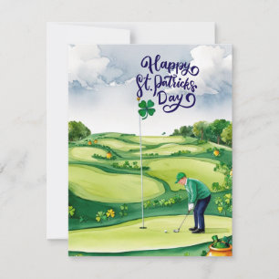 Golf St. Patrick’s Day Watercolor Holiday Card