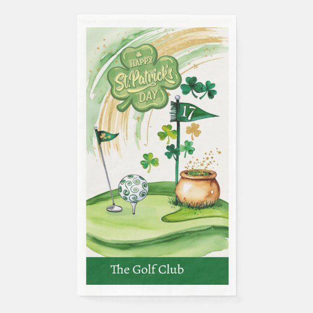Golf St. Patrick's Day for Golfer with Flag  Napkin (Front)
