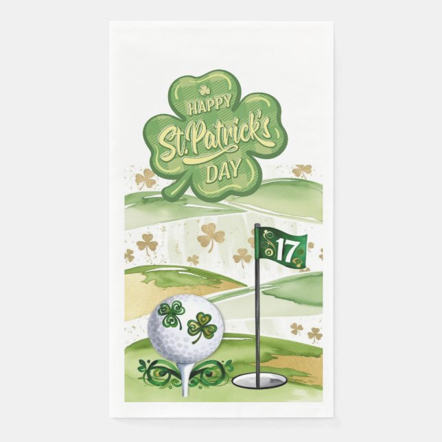 Golf St. Patrick's Day for Golfer with Flag  Napkin (Front)