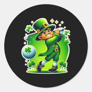Golf St Patricks Day Golf Irish Golfing 1  Classic Round Sticker