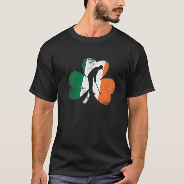 Golf St Patrick's Day Golfing Golfer Shamrock Iris T-Shirt (Front)