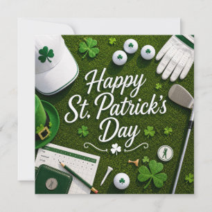 Golf St. Patrick's Day with Golf ball for Golfer Holiday Card