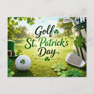 Golf St. Patrick's Day with Golf ball for Golfer Holiday Postcard