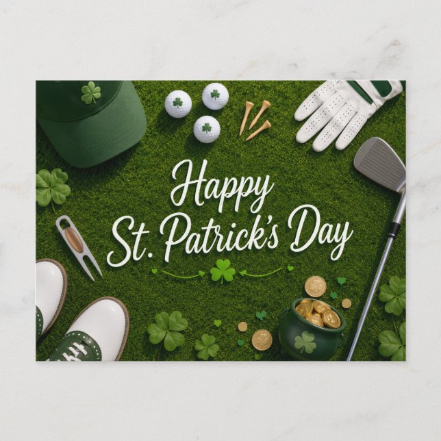 Golf St. Patrick's Day with Golf ball for Golfer Postcard (Front)
