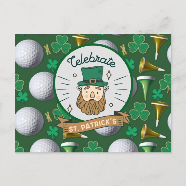 Golf St. Patrick's Day with Golf ball for Golfer Postcard (Front)
