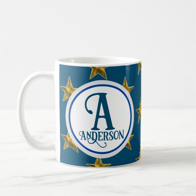 Golf Star Monogram Family Name Letter Nautical Coffee Mug (Left)