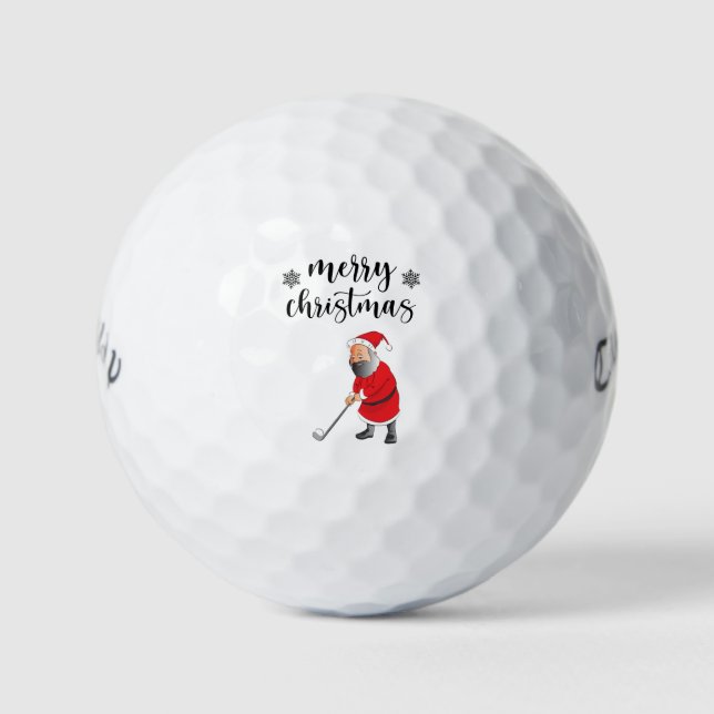 Golf Stay Merry with Santa Claus Christmas Holiday Golf Balls (Front)