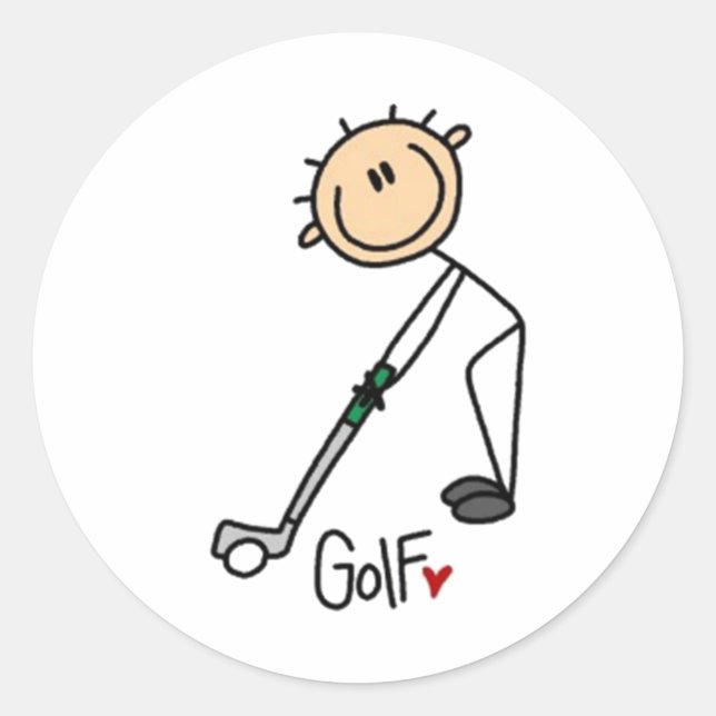 Golf Stick Figure Classic Round Sticker (Front)