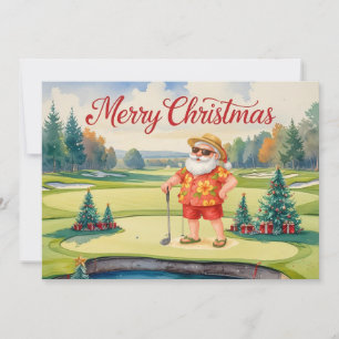 Golf Summer Christmas themed Hawaii Shirt Holiday Card