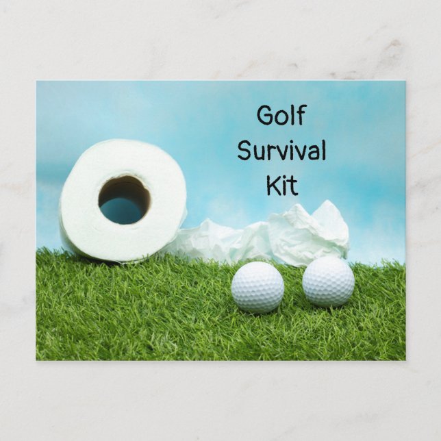Golf survival kit golf ball toilet tissue paper postcard (Front)