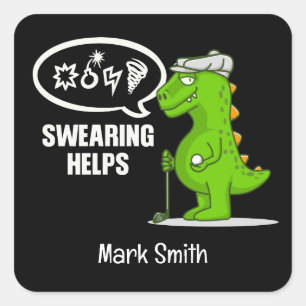 Golf swearing helps funny square sticker