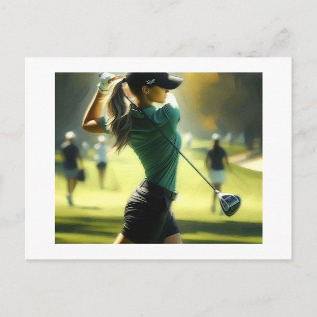 Golf Swing and Miss,  Postcard (Front)